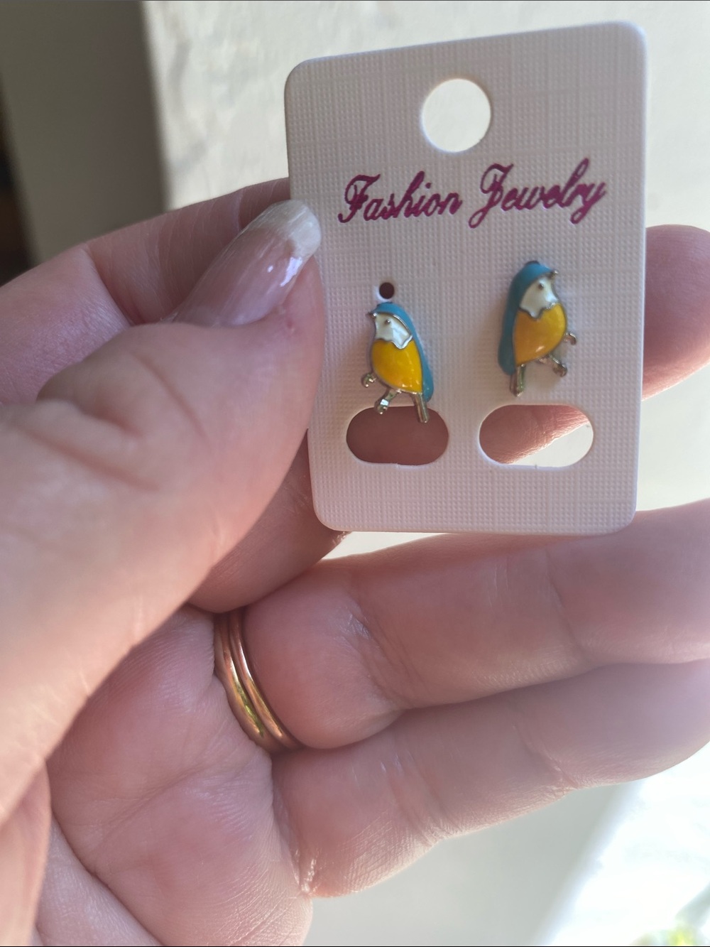 Fashion Jewelry Blue and Yellow Parrot Enamel Stud Earrings